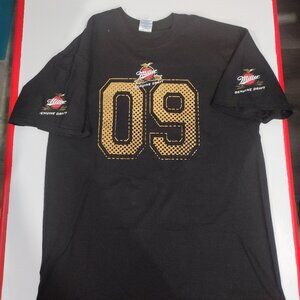 Miller 09 short sleeve T-shirt black gold graphic design men's size L